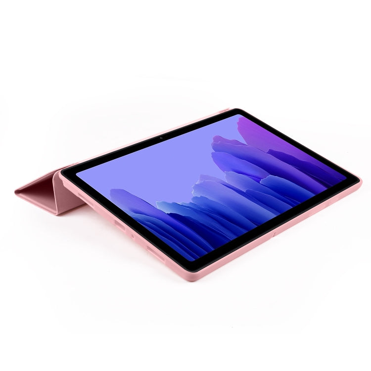 For Samsung Galaxy A7 10.4 (2020) T500 3-folding Horizontal Flip Honeycomb TPU Shockproof + PU Leather Case with Holder(Rose Gold) by buy2fix