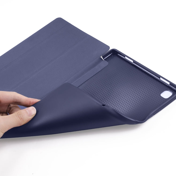 For Samsung Galaxy A7 10.4 (2020) T500 3-folding Horizontal Flip Honeycomb TPU Shockproof + PU Leather Case with Holder(Dark Blue) - Other Galaxy Tab PC by buy2fix | Online Shopping UK | buy2fix