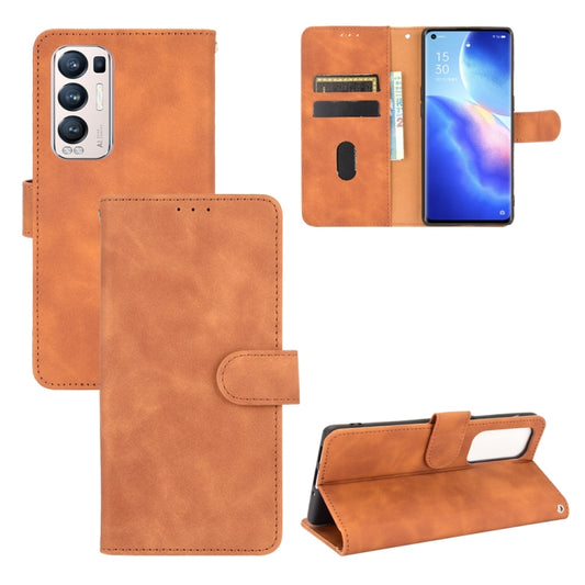 For OPPO Find X3 Neo Solid Color Skin Feel Magnetic Buckle Horizontal Flip Calf Texture PU Leather Case with Holder & Card Slots & Wallet(Brown) - OPPO Cases by buy2fix | Online Shopping UK | buy2fix