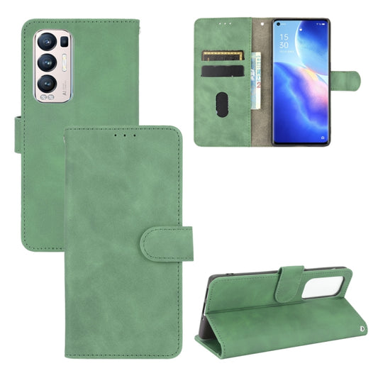 For OPPO Find X3 Neo Solid Color Skin Feel Magnetic Buckle Horizontal Flip Calf Texture PU Leather Case with Holder & Card Slots & Wallet(Green) - OPPO Cases by buy2fix | Online Shopping UK | buy2fix