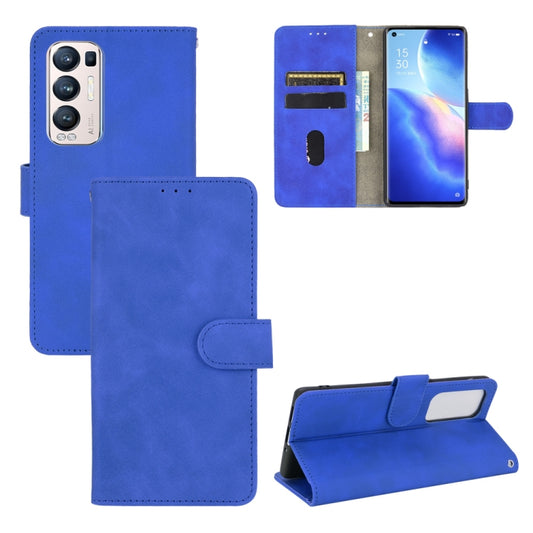 For OPPO Find X3 Neo Solid Color Skin Feel Magnetic Buckle Horizontal Flip Calf Texture PU Leather Case with Holder & Card Slots & Wallet(Blue) - OPPO Cases by buy2fix | Online Shopping UK | buy2fix