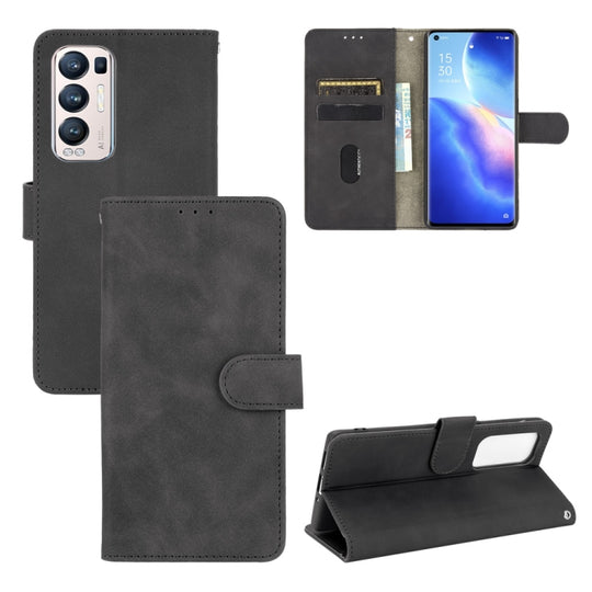 For OPPO Find X3 Neo Solid Color Skin Feel Magnetic Buckle Horizontal Flip Calf Texture PU Leather Case with Holder & Card Slots & Wallet(Black)