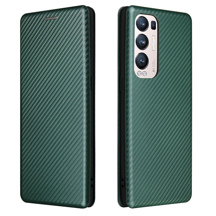 For OPPO Find X3 Neo Carbon Fiber Texture Horizontal Flip TPU + PC + PU Leather Case with Card Slot(Green) - OPPO Cases by buy2fix | Online Shopping UK | buy2fix