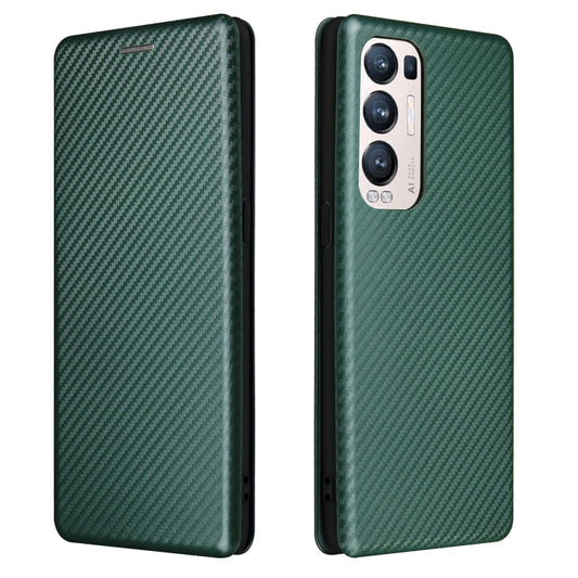 For OPPO Find X3 Neo Carbon Fiber Texture Horizontal Flip TPU + PC + PU Leather Case with Card Slot(Green) - OPPO Cases by buy2fix | Online Shopping UK | buy2fix