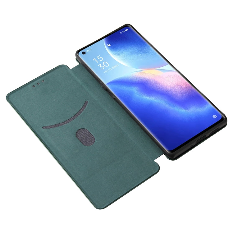 For OPPO Find X3 Neo Carbon Fiber Texture Horizontal Flip TPU + PC + PU Leather Case with Card Slot(Green) - OPPO Cases by buy2fix | Online Shopping UK | buy2fix