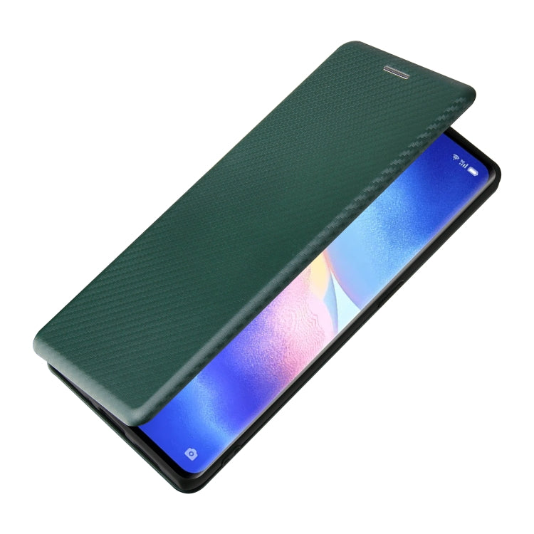 For OPPO Find X3 Neo Carbon Fiber Texture Horizontal Flip TPU + PC + PU Leather Case with Card Slot(Green) - OPPO Cases by buy2fix | Online Shopping UK | buy2fix