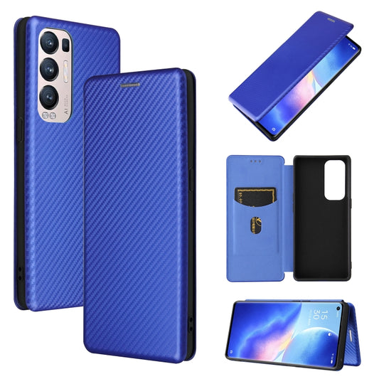 For OPPO Find X3 Neo Carbon Fiber Texture Horizontal Flip TPU + PC + PU Leather Case with Card Slot(Blue) - OPPO Cases by buy2fix | Online Shopping UK | buy2fix