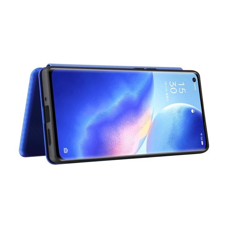 For OPPO Find X3 Neo Carbon Fiber Texture Horizontal Flip TPU + PC + PU Leather Case with Card Slot(Blue) - OPPO Cases by buy2fix | Online Shopping UK | buy2fix