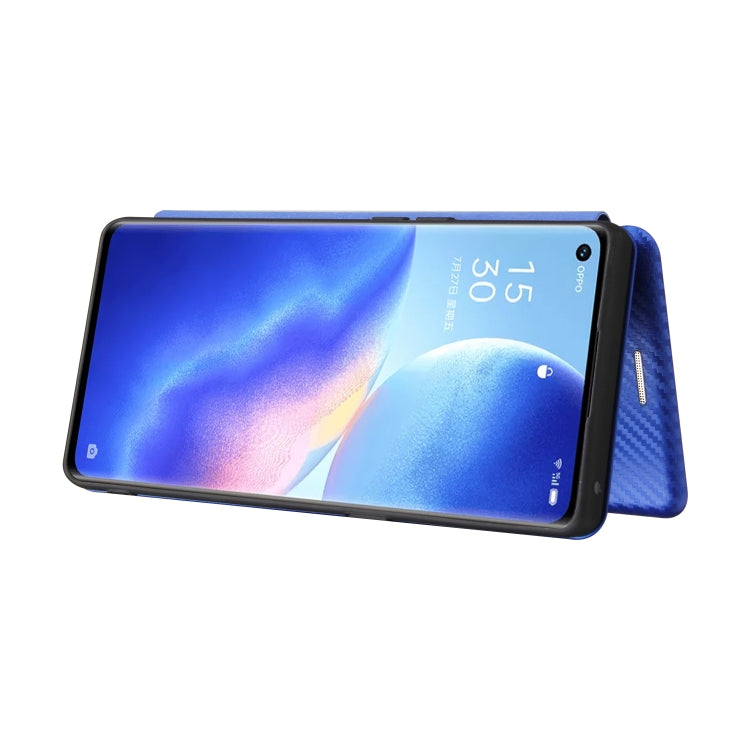 For OPPO Find X3 Neo Carbon Fiber Texture Horizontal Flip TPU + PC + PU Leather Case with Card Slot(Blue) - OPPO Cases by buy2fix | Online Shopping UK | buy2fix
