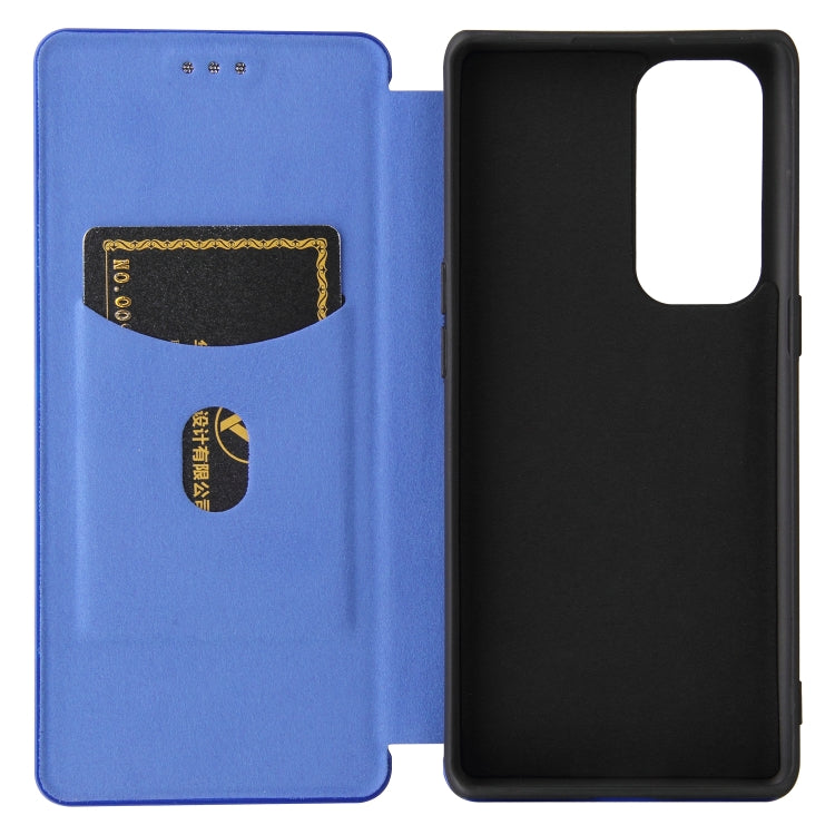 For OPPO Find X3 Neo Carbon Fiber Texture Horizontal Flip TPU + PC + PU Leather Case with Card Slot(Blue) - OPPO Cases by buy2fix | Online Shopping UK | buy2fix