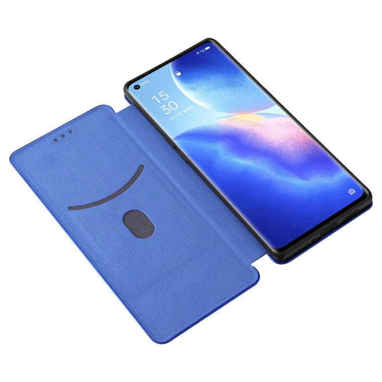 For OPPO Find X3 Neo Carbon Fiber Texture Horizontal Flip TPU + PC + PU Leather Case with Card Slot(Blue) - OPPO Cases by buy2fix | Online Shopping UK | buy2fix