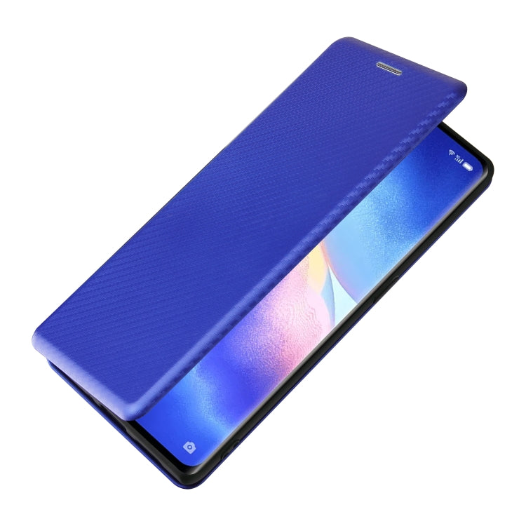 For OPPO Find X3 Neo Carbon Fiber Texture Horizontal Flip TPU + PC + PU Leather Case with Card Slot(Blue) - OPPO Cases by buy2fix | Online Shopping UK | buy2fix