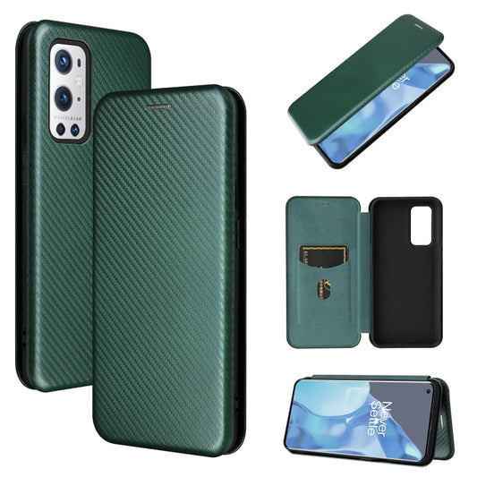 For OnePlus 9 Pro Carbon Fiber Texture Horizontal Flip TPU + PC + PU Leather Case with Card Slot(Green) - OnePlus Cases by buy2fix | Online Shopping UK | buy2fix