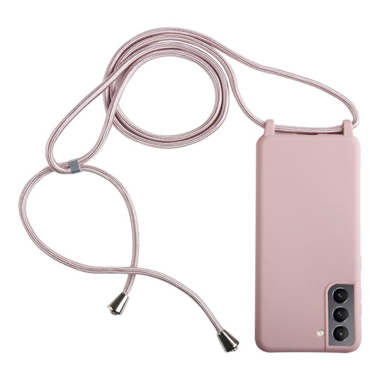 For Samsung Galaxy S21+ 5G Candy Colors TPU Protective Case with Lanyard(Rose Gold)