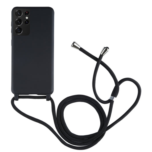 For Samsung Galaxy S21 Ultra 5G Candy Colors TPU Protective Case with Lanyard(Black) - Galaxy S21 Ultra 5G Cases by buy2fix | Online Shopping UK | buy2fix