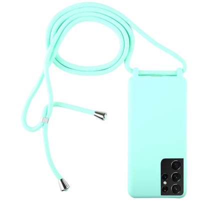 For Samsung Galaxy S21 Ultra 5G Candy Colors TPU Protective Case with Lanyard(Mint Green) - Galaxy S21 Ultra 5G Cases by buy2fix | Online Shopping UK | buy2fix
