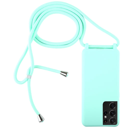 For Samsung Galaxy S21 Ultra 5G Candy Colors TPU Protective Case with Lanyard(Mint Green) - Galaxy S21 Ultra 5G Cases by buy2fix | Online Shopping UK | buy2fix