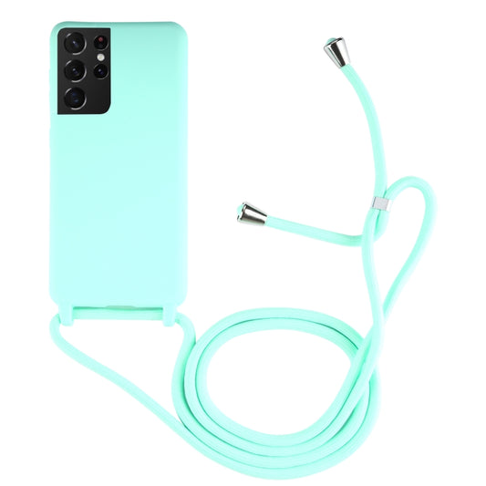 For Samsung Galaxy S21 Ultra 5G Candy Colors TPU Protective Case with Lanyard(Mint Green) - Galaxy S21 Ultra 5G Cases by buy2fix | Online Shopping UK | buy2fix