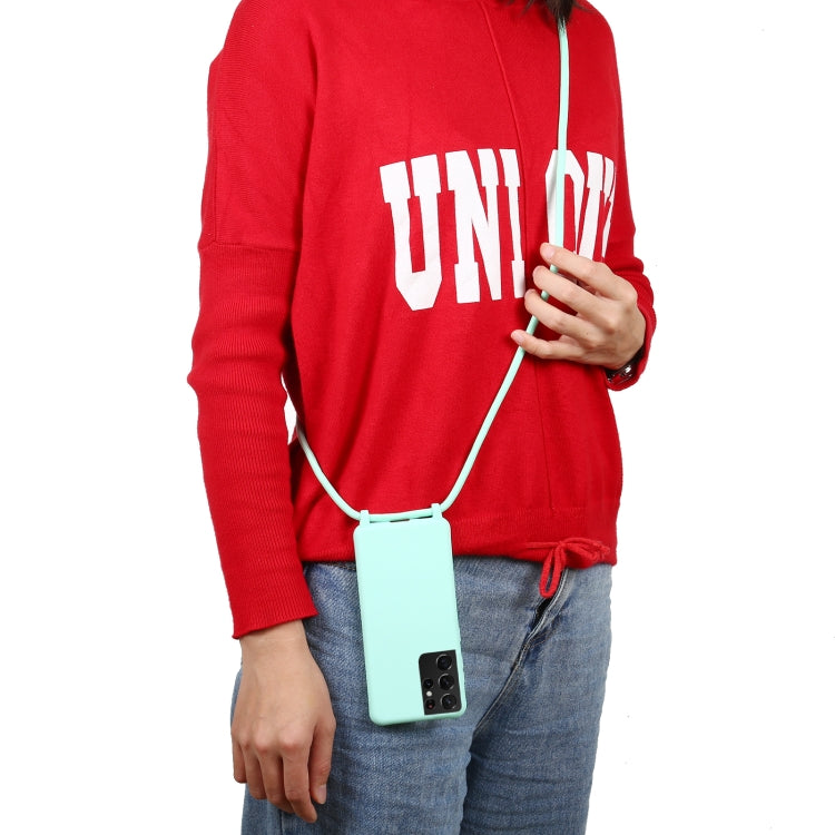 For Samsung Galaxy S21 Ultra 5G Candy Colors TPU Protective Case with Lanyard(Mint Green) - Galaxy S21 Ultra 5G Cases by buy2fix | Online Shopping UK | buy2fix