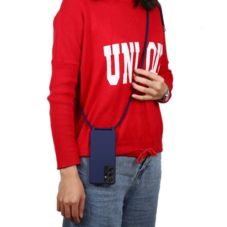 For Samsung Galaxy S21 Ultra 5G Candy Colors TPU Protective Case with Lanyard(Dark Blue) - Galaxy S21 Ultra 5G Cases by buy2fix | Online Shopping UK | buy2fix