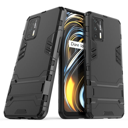 For OPPO Realme GT 5G PC + TPU Shockproof Protective Case with Holder(Black) - Realme Cases by buy2fix | Online Shopping UK | buy2fix
