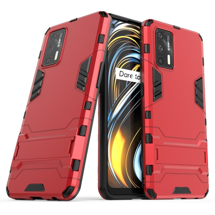 For OPPO Realme GT 5G PC + TPU Shockproof Protective Case with Holder(Red) - Realme Cases by buy2fix | Online Shopping UK | buy2fix