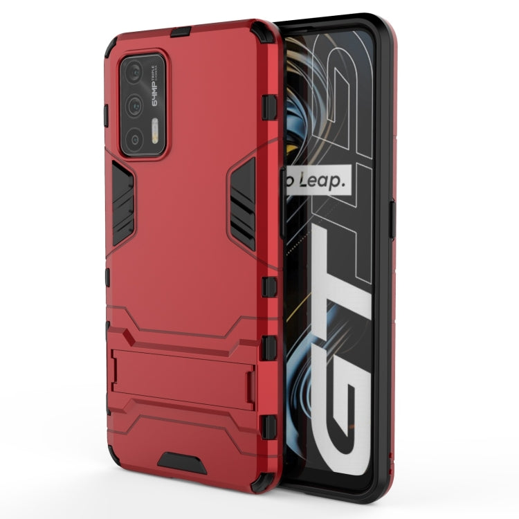 For OPPO Realme GT 5G PC + TPU Shockproof Protective Case with Holder(Red) - Realme Cases by buy2fix | Online Shopping UK | buy2fix