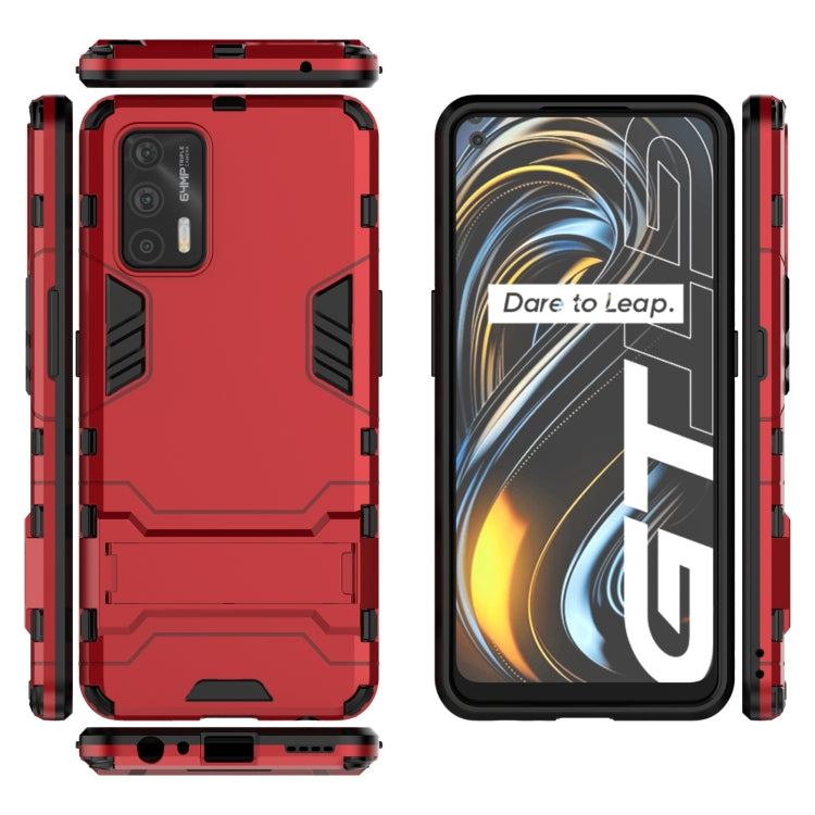 For OPPO Realme GT 5G PC + TPU Shockproof Protective Case with Holder(Red) - Realme Cases by buy2fix | Online Shopping UK | buy2fix