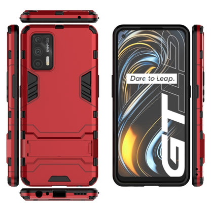For OPPO Realme GT 5G PC + TPU Shockproof Protective Case with Holder(Red) - Realme Cases by buy2fix | Online Shopping UK | buy2fix