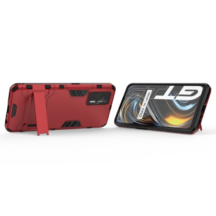 For OPPO Realme GT 5G PC + TPU Shockproof Protective Case with Holder(Red) - Realme Cases by buy2fix | Online Shopping UK | buy2fix