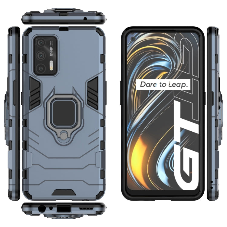 For OPPO Realme GT 5G PC + TPU Shockproof Protective Case with Magnetic Ring Holder(Navy Blue) - Realme Cases by buy2fix | Online Shopping UK | buy2fix