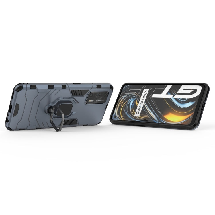 For OPPO Realme GT 5G PC + TPU Shockproof Protective Case with Magnetic Ring Holder(Navy Blue) - Realme Cases by buy2fix | Online Shopping UK | buy2fix