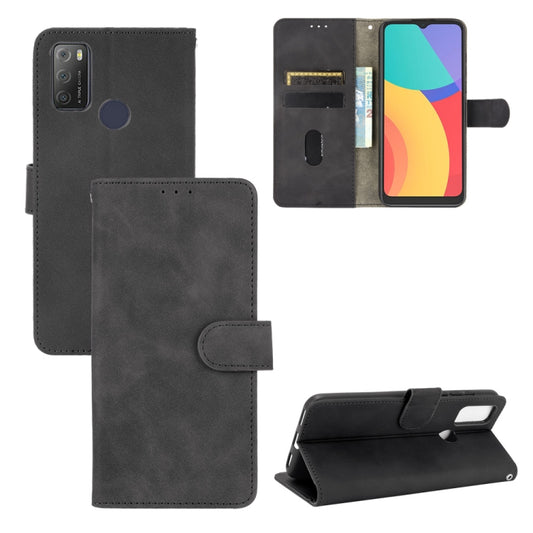 For alcatel 1S (2021) Solid Color Skin Feel Magnetic Buckle Horizontal Flip Calf Texture PU Leather Case with Holder & Card Slots & Wallet(Black) - Alcatel Cases by buy2fix | Online Shopping UK | buy2fix