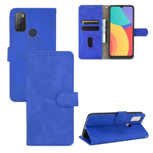 For alcatel 1S (2021) Solid Color Skin Feel Magnetic Buckle Horizontal Flip Calf Texture PU Leather Case with Holder & Card Slots & Wallet(Blue) - Alcatel Cases by buy2fix | Online Shopping UK | buy2fix