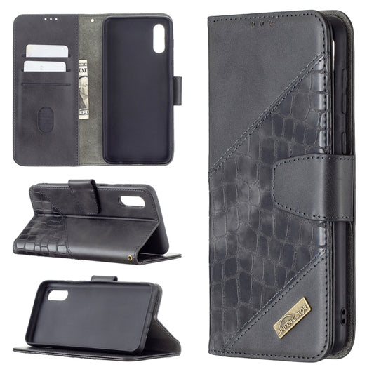 For Samsung Galaxy A02 / M02 Matching Color Crocodile Texture Horizontal Flip PU Leather Case with Wallet & Holder & Card Slots(Black) - Galaxy Phone Cases by buy2fix | Online Shopping UK | buy2fix