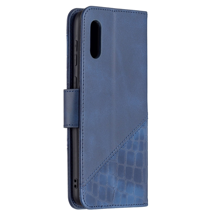For Samsung Galaxy A02 / M02 Matching Color Crocodile Texture Horizontal Flip PU Leather Case with Wallet & Holder & Card Slots(Blue) by buy2fix