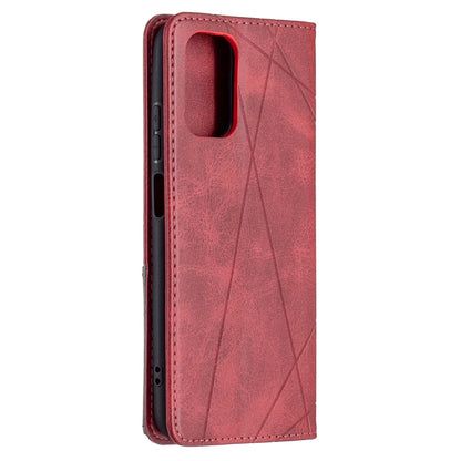 For Xiaomi Redmi Note 10 4G / Note 10s Rhombus Texture Horizontal Flip Magnetic Leather Case with Holder & Card Slots(Red) - Xiaomi Cases by buy2fix | Online Shopping UK | buy2fix