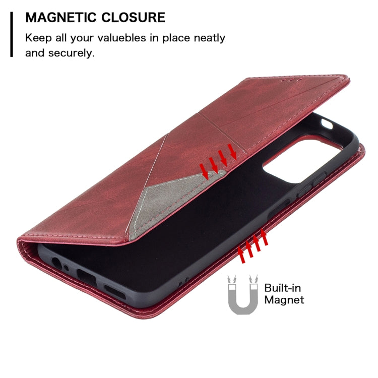 For Xiaomi Redmi Note 10 4G / Note 10s Rhombus Texture Horizontal Flip Magnetic Leather Case with Holder & Card Slots(Red) - Xiaomi Cases by buy2fix | Online Shopping UK | buy2fix