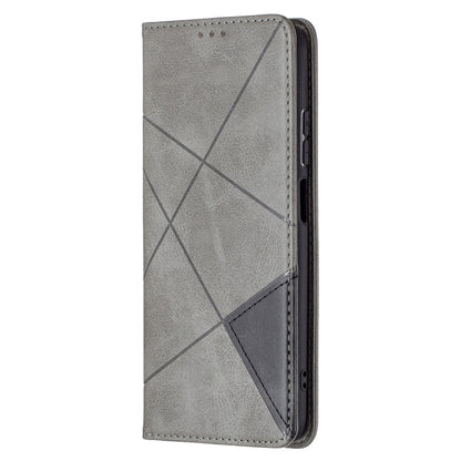 For Xiaomi Redmi Note 10 4G / Note 10s Rhombus Texture Horizontal Flip Magnetic Leather Case with Holder & Card Slots(Grey) - Xiaomi Cases by buy2fix | Online Shopping UK | buy2fix
