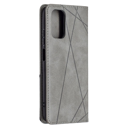 For Xiaomi Redmi Note 10 4G / Note 10s Rhombus Texture Horizontal Flip Magnetic Leather Case with Holder & Card Slots(Grey) - Xiaomi Cases by buy2fix | Online Shopping UK | buy2fix