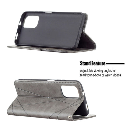 For Xiaomi Redmi Note 10 4G / Note 10s Rhombus Texture Horizontal Flip Magnetic Leather Case with Holder & Card Slots(Grey) - Xiaomi Cases by buy2fix | Online Shopping UK | buy2fix