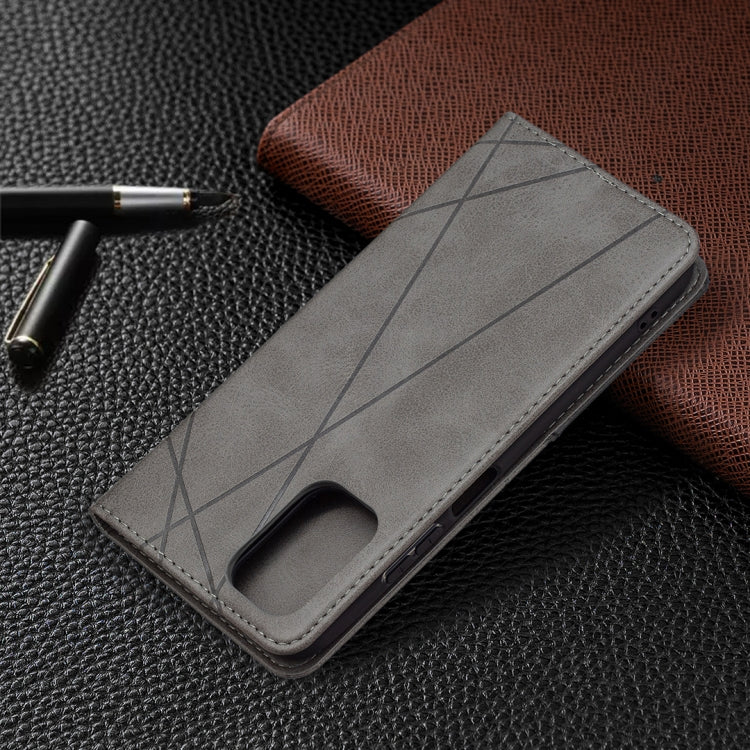 For Xiaomi Redmi Note 10 4G / Note 10s Rhombus Texture Horizontal Flip Magnetic Leather Case with Holder & Card Slots(Grey) - Xiaomi Cases by buy2fix | Online Shopping UK | buy2fix