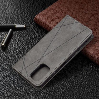 For Xiaomi Redmi Note 10 4G / Note 10s Rhombus Texture Horizontal Flip Magnetic Leather Case with Holder & Card Slots(Grey) - Xiaomi Cases by buy2fix | Online Shopping UK | buy2fix