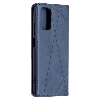 For Xiaomi Redmi Note 10 4G / Note 10s Rhombus Texture Horizontal Flip Magnetic Leather Case with Holder & Card Slots(Blue) - Xiaomi Cases by buy2fix | Online Shopping UK | buy2fix