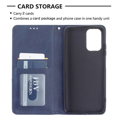 For Xiaomi Redmi Note 10 4G / Note 10s Rhombus Texture Horizontal Flip Magnetic Leather Case with Holder & Card Slots(Blue) - Xiaomi Cases by buy2fix | Online Shopping UK | buy2fix