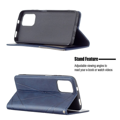 For Xiaomi Redmi Note 10 4G / Note 10s Rhombus Texture Horizontal Flip Magnetic Leather Case with Holder & Card Slots(Blue) - Xiaomi Cases by buy2fix | Online Shopping UK | buy2fix