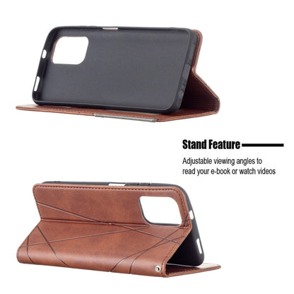 For Xiaomi Redmi Note 10 4G / Note 10s Rhombus Texture Horizontal Flip Magnetic Leather Case with Holder & Card Slots(Brown) - Xiaomi Cases by buy2fix | Online Shopping UK | buy2fix