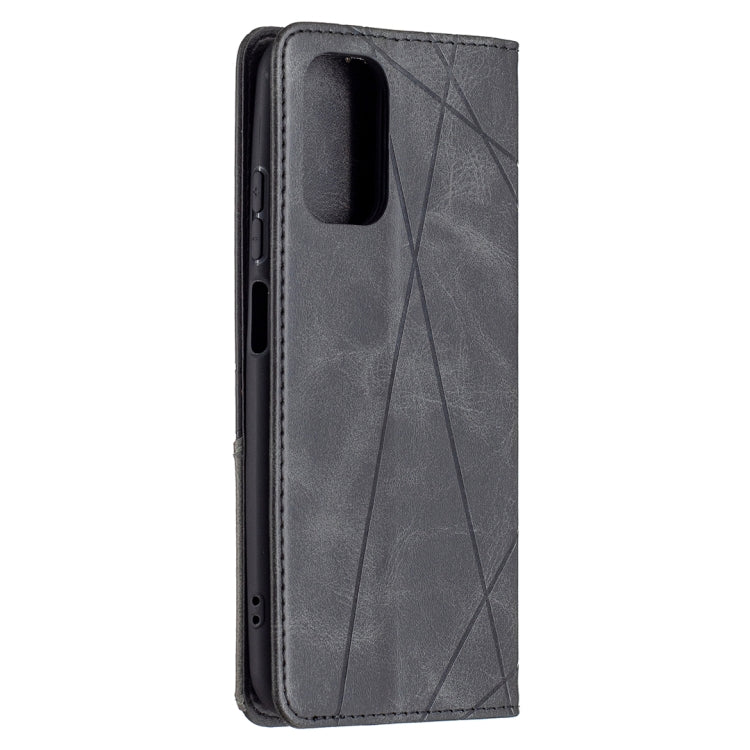 For Xiaomi Redmi Note 10 4G / Note 10s Rhombus Texture Horizontal Flip Magnetic Leather Case with Holder & Card Slots(Black) - Xiaomi Cases by buy2fix | Online Shopping UK | buy2fix
