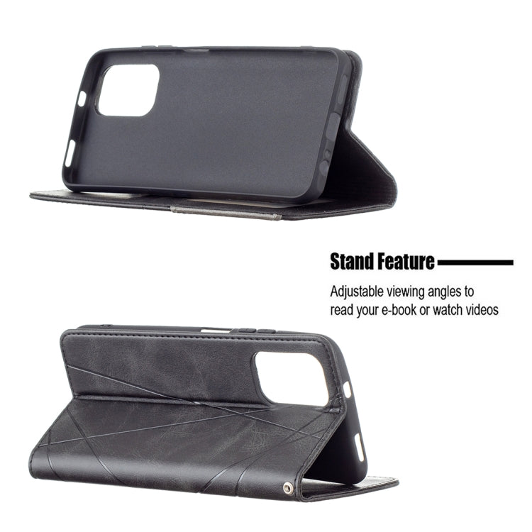 For Xiaomi Redmi Note 10 4G / Note 10s Rhombus Texture Horizontal Flip Magnetic Leather Case with Holder & Card Slots(Black) - Xiaomi Cases by buy2fix | Online Shopping UK | buy2fix