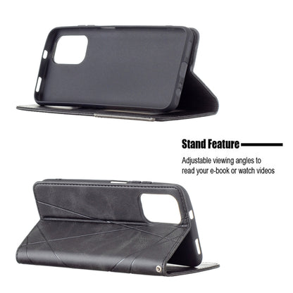For Xiaomi Redmi Note 10 4G / Note 10s Rhombus Texture Horizontal Flip Magnetic Leather Case with Holder & Card Slots(Black) - Xiaomi Cases by buy2fix | Online Shopping UK | buy2fix